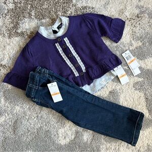 Calvin Kline 3 piece girl outfit purple new with tags